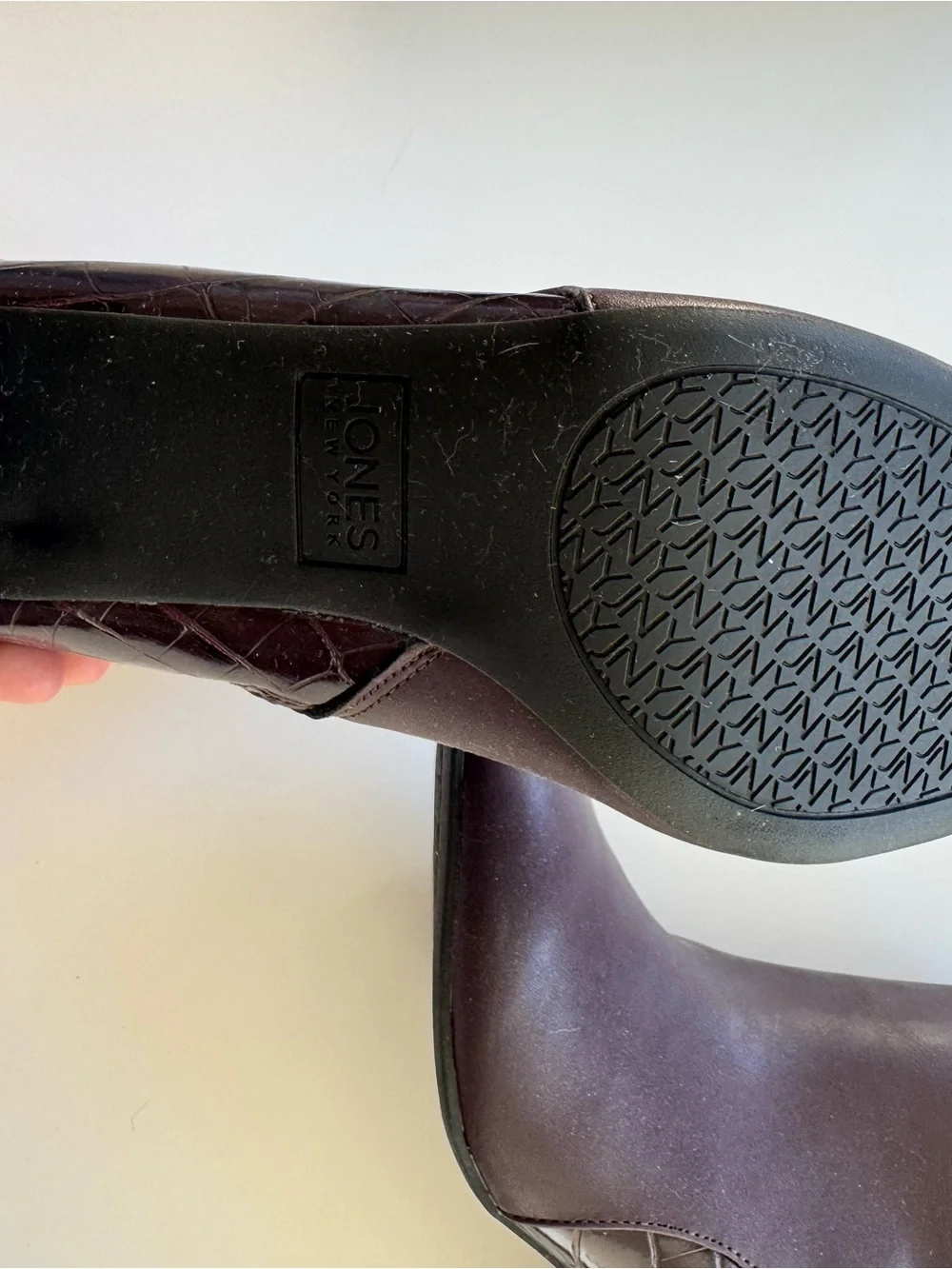 Jones New York Plum Ankle Booties with Croc-Texture and Buckle NWT size 8